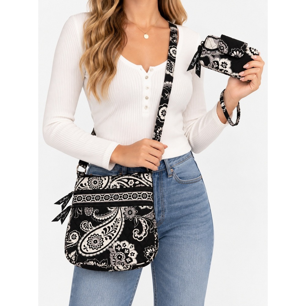 Vera Bradley Triple Zip Hipster and Zip Around Wristlet Retired Midnight Paisley